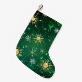 Xmas Golden Snowflakes op groene achtergrond Kleine Kerstsok (Voorkant (Hangend))