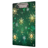 Xmas Golden Snowflakes op groene achtergrond Klembord (Links)