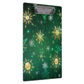 Xmas Golden Snowflakes op groene achtergrond Klembord (Rechts)