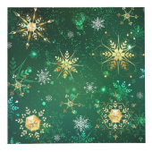 Xmas Golden Snowflakes op groene achtergrond Kubus (Voorkant)