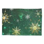 Xmas Golden Snowflakes op groene achtergrond Kussensloop (Achterkant)