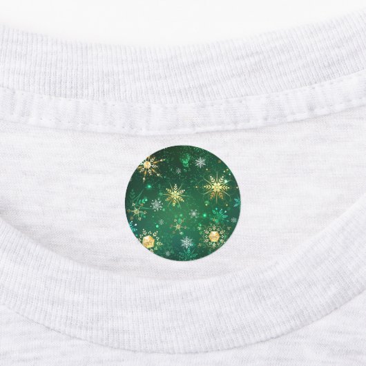 Xmas Golden Snowflakes op groene achtergrond Labels (Aangebracht)