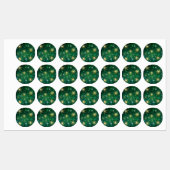 Xmas Golden Snowflakes op groene achtergrond Labels (Vel)
