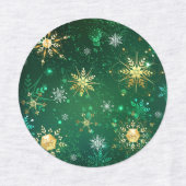 Xmas Golden Snowflakes op groene achtergrond Labels (Design 2)