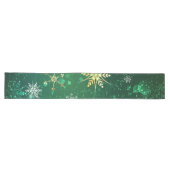 Xmas Golden Snowflakes op groene achtergrond Lange Tafelloper (Horizontaal)