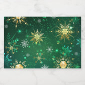 Xmas Golden Snowflakes op groene achtergrond Likeurfles Etiket (Enkel label)