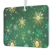 Xmas Golden Snowflakes op groene achtergrond Luchtverfrisser (Links)
