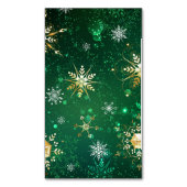 Xmas Golden Snowflakes op groene achtergrond Magnetisch Visitekaartje (Voorkant Verticaal)