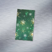 Xmas Golden Snowflakes op groene achtergrond Magnetisch Visitekaartje (Voorbeeld)