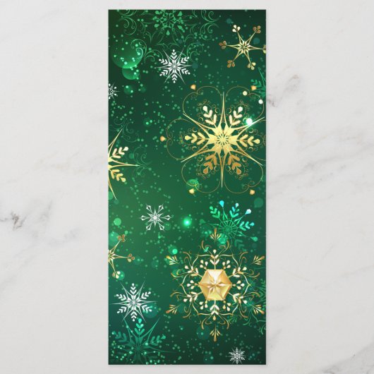 Xmas Golden Snowflakes op groene achtergrond Menu (Voorkant)