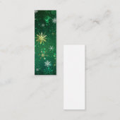 Xmas Golden Snowflakes op groene achtergrond Mini Visitekaartje (Voorkant / Achterkant)