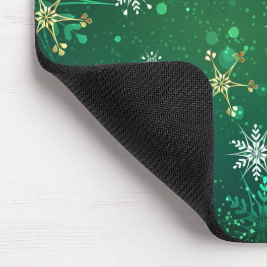 Xmas Golden Snowflakes op groene achtergrond Muismat (Hoek)