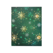 Xmas Golden Snowflakes op groene achtergrond Notitieblok (Linkerzijde)