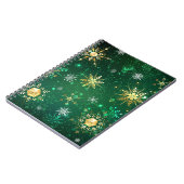 Xmas Golden Snowflakes op groene achtergrond Notitieboek (Linkerzijde)