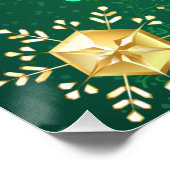 Xmas Golden Snowflakes op groene achtergrond Perfect Poster (Hoek)