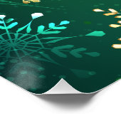 Xmas Golden Snowflakes op groene achtergrond Perfect Poster (Hoek)
