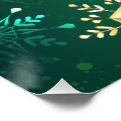 Xmas Golden Snowflakes op groene achtergrond Perfect Poster (Hoek)