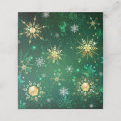 Xmas Golden Snowflakes op groene achtergrond Plaatskaartje (Buitenkant ongevouwen)