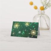 Xmas Golden Snowflakes op groene achtergrond Plaatskaartje (Achterkant)
