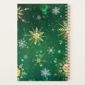 Xmas Golden Snowflakes op groene achtergrond Planner (Achterkant)