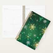 Xmas Golden Snowflakes op groene achtergrond Planner (Display)
