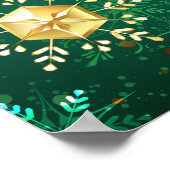 Xmas Golden Snowflakes op groene achtergrond Poster (Hoek)