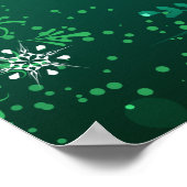 Xmas Golden Snowflakes op groene achtergrond Poster (Hoek)