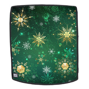 Xmas Golden Snowflakes op groene achtergrond Rugtassen