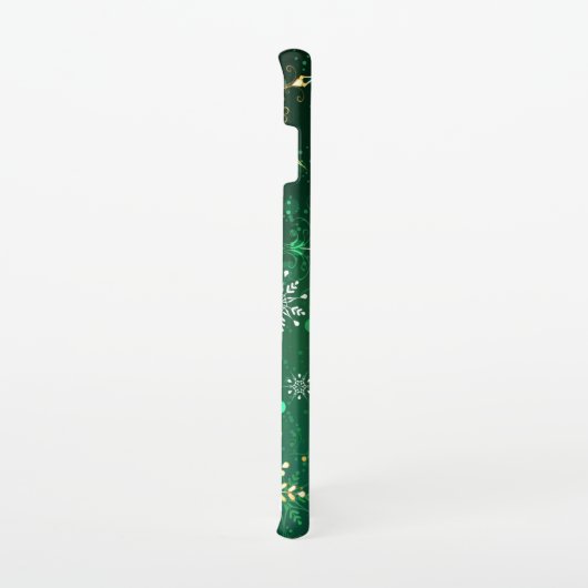 Xmas Golden Snowflakes op groene achtergrond Samsung Galaxy Hoesje (Rechterkant)