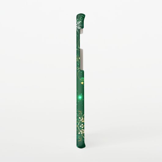 Xmas Golden Snowflakes op groene achtergrond Samsung Galaxy Hoesje (Linkerkant)