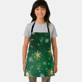 Xmas Golden Snowflakes op groene achtergrond Schort (Insitu)