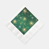 Xmas Golden Snowflakes op groene achtergrond Servet (Hoek)