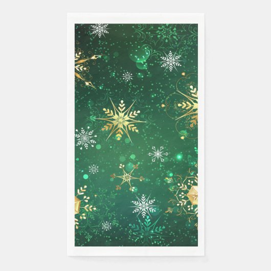 Xmas Golden Snowflakes op groene achtergrond Servet (Voorkant)