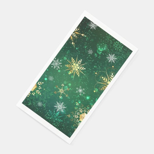 Xmas Golden Snowflakes op groene achtergrond Servet (Hoek)