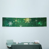 Xmas Golden Snowflakes op groene achtergrond Spandoek (Beurs)