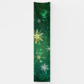 Xmas Golden Snowflakes op groene achtergrond Spandoek (Verticaal)