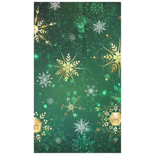 Xmas Golden Snowflakes op groene achtergrond Tafelkleed (Voorkant)