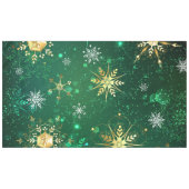 Xmas Golden Snowflakes op groene achtergrond Tafelkleed (Voorkant (Horizontaal))