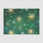 Xmas Golden Snowflakes op groene achtergrond Tissuepapier (Voorkant)