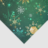 Xmas Golden Snowflakes op groene achtergrond Tissuepapier (Detail)