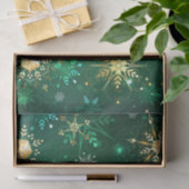 Xmas Golden Snowflakes op groene achtergrond Tissuepapier (Geschenk)