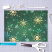 Xmas Golden Snowflakes op groene achtergrond Tissuepapier (Craft)