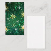 Xmas Golden Snowflakes op groene achtergrond Visitekaartje (Voorkant / Achterkant)