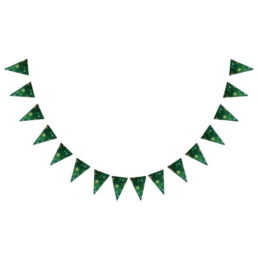 Xmas Golden Snowflakes op groene achtergrond Vlaggetjes (Alle)