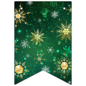 Xmas Golden Snowflakes op groene achtergrond Vlaggetjes (Eerste vlag)