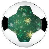 Xmas Golden Snowflakes op groene achtergrond Voetbal (Gedraaid)