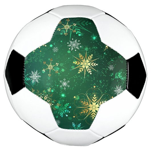 Xmas Golden Snowflakes op groene achtergrond Voetbal (Gedraaid)