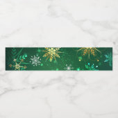 Xmas Golden Snowflakes op groene achtergrond Waterfles Etiket (Enkel label)