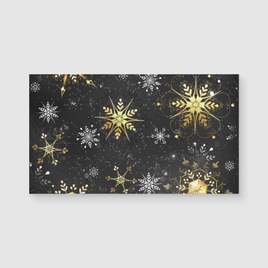Xmas Golden Snowflakes op zwarte achtergrond (Voorkant)