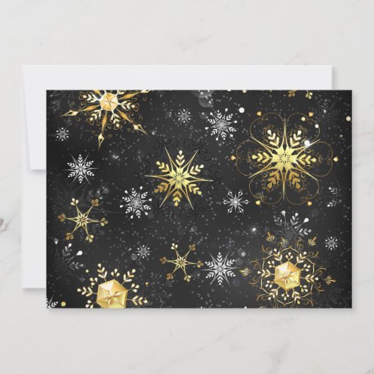 Xmas Golden Snowflakes op zwarte achtergrond (Voorkant)
